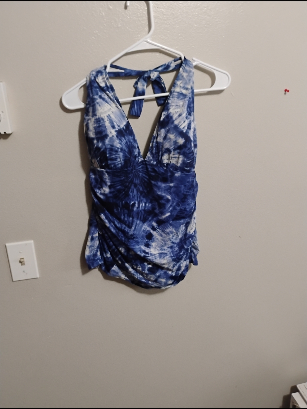 Blue Tie-Dye Halter Tank Top